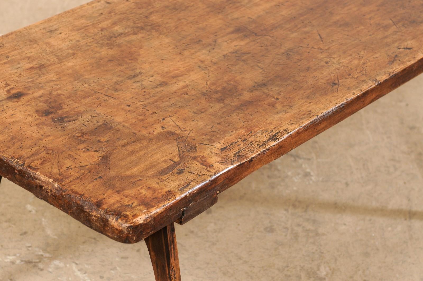 Spanish Rustic Wood Rectangular-Shaped Single Board Top Coffee Table, 19th C. For Sale 4