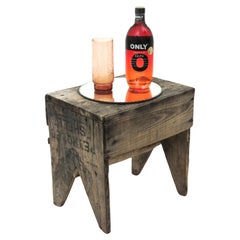 Used Spanish Rustic Wood Stool or Side Table