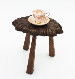 Spanish Rustic Wood Tripod Stool or Side Table