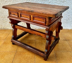 Spanish Rustic Work-Table with Drawer, Early-20th Century