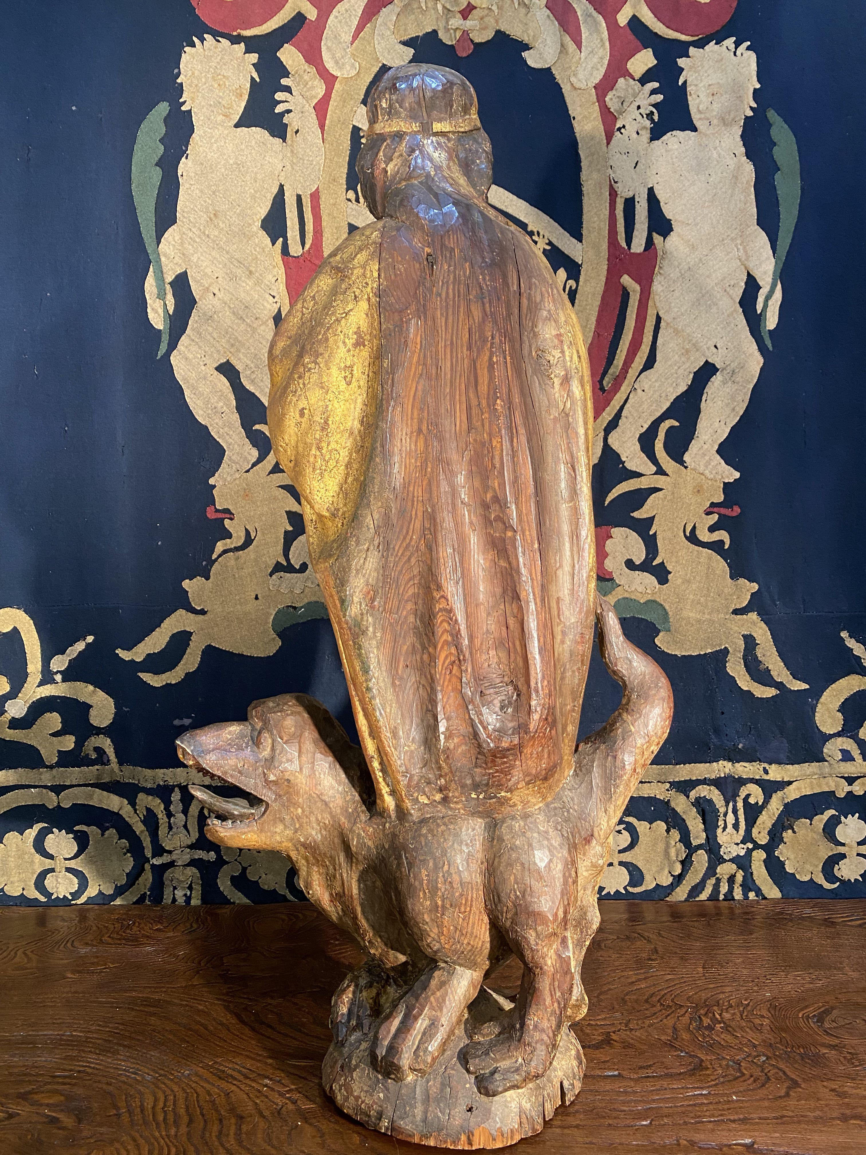 Late 17th Century Carved Spanish Sculpture of Saint Margaret and Medieval Dragon For Sale 10