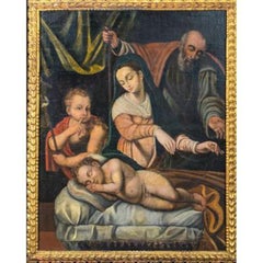 Huge The Holy Family With The Sleeping Christ Child, 16th Century Spanish School