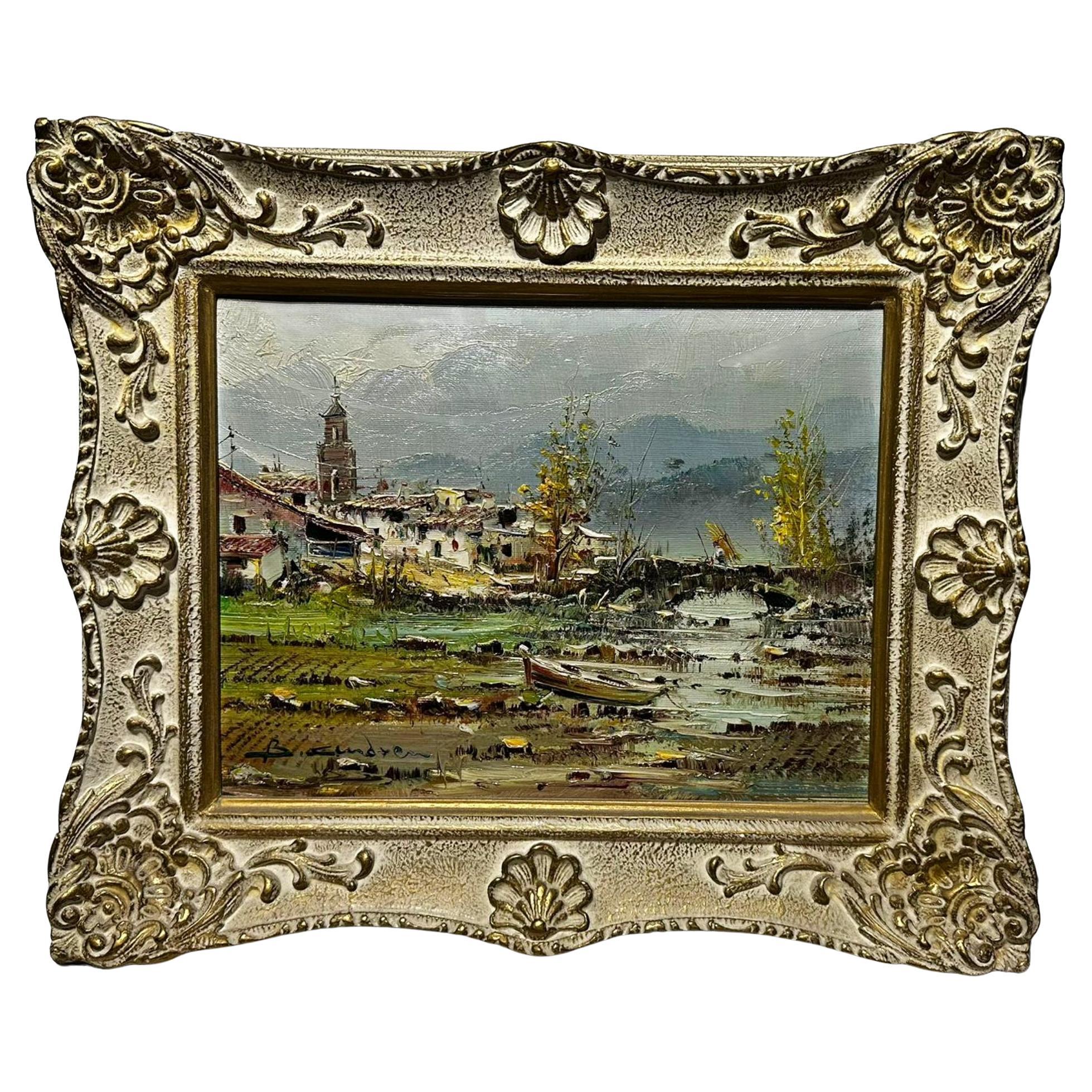 Spanish School 20th Century "Landscape" Signed For Sale