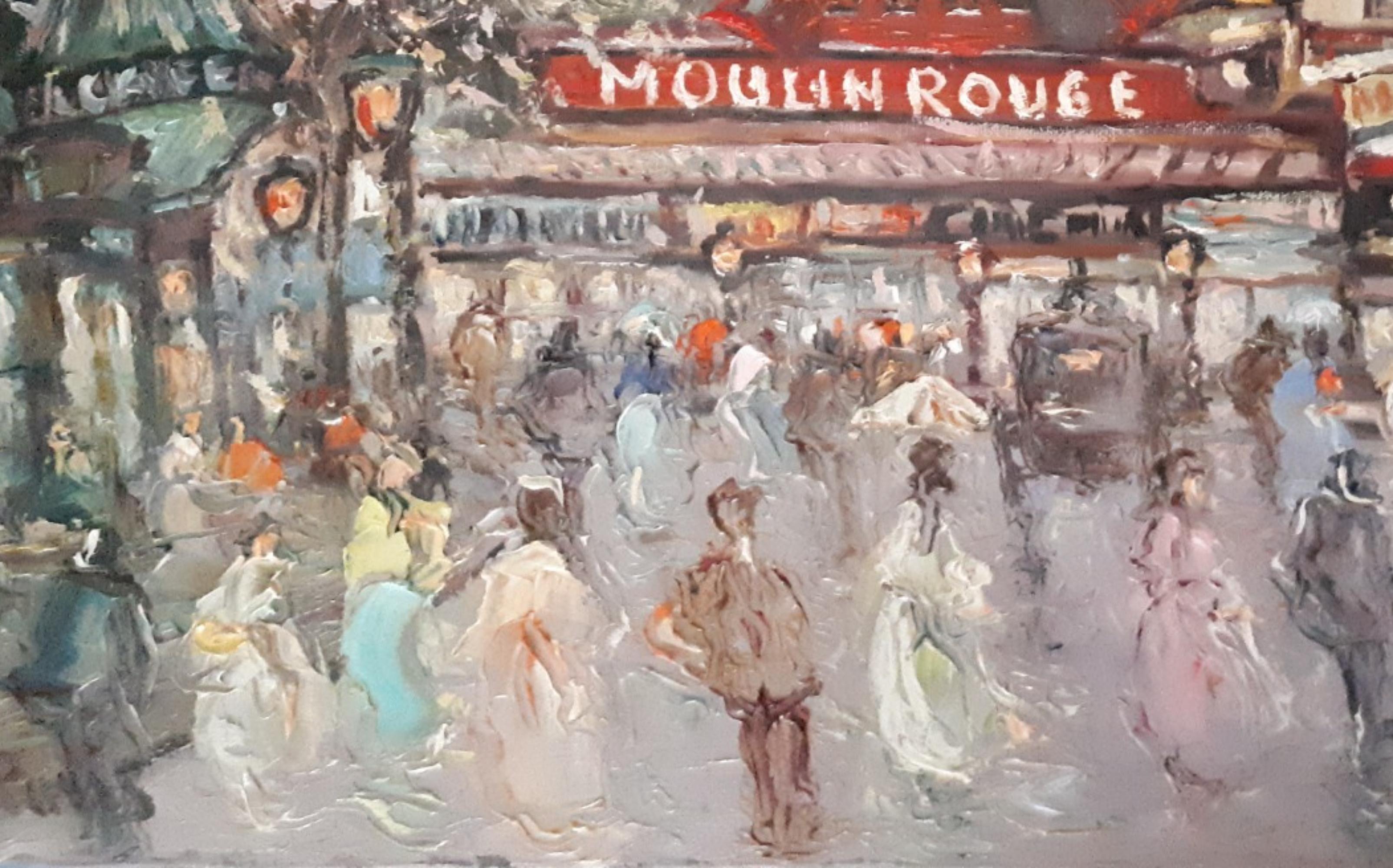 Espagnol École espagnole du 20e siècle « Moulin Rouge » signée en vente