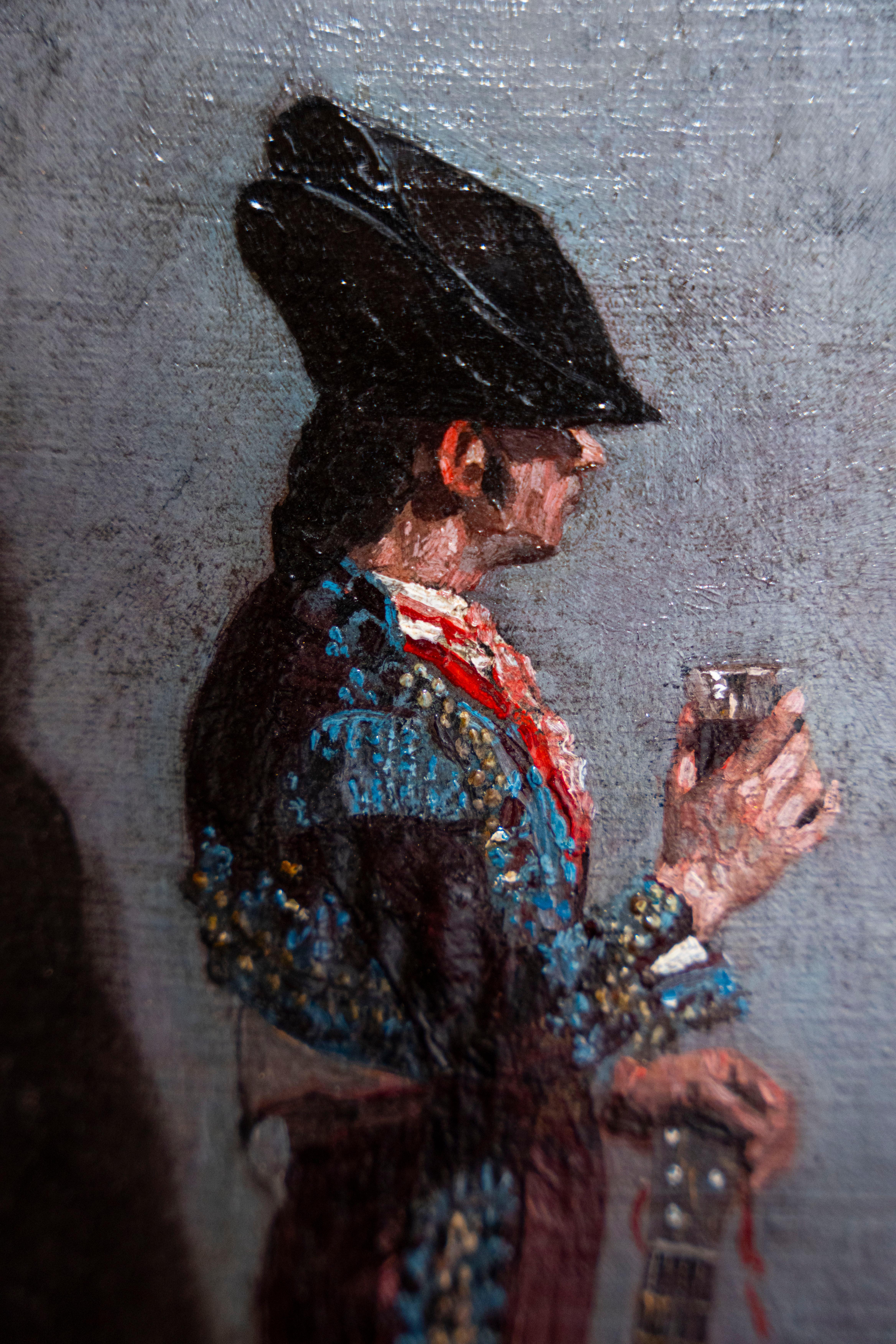 Torero spagnolo con la sua chitarra, Spanish School inizio XX secolo - Painting di Spanish School early 20th century