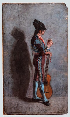 Antique Spanish bullfighter with his guitar, Spanish School early 20th century