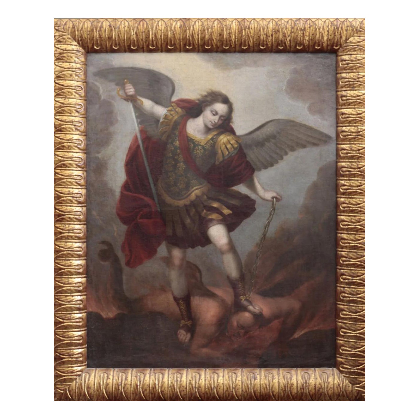 SPANISH SCHOOL FROM THE LATE 17TH CENTURY. "Saint Michael the Archangel"