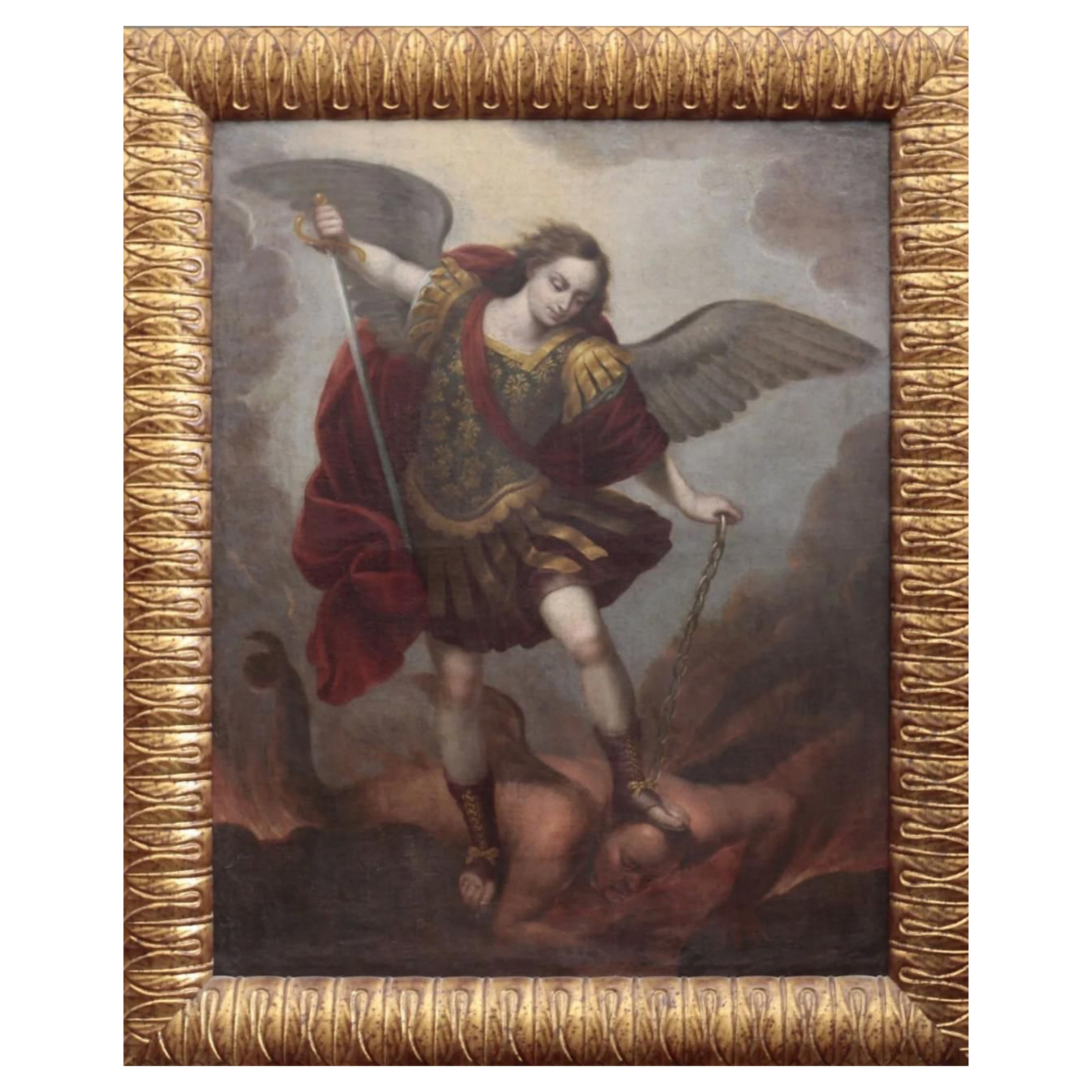 SPANISH SCHOOL FROM THE LATE 17TH CENTURY. "Saint Michael the Archangel"