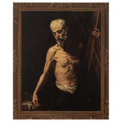Spanish School, mid 20th century. "Saint Andrew" Copy Jose de Ribera
