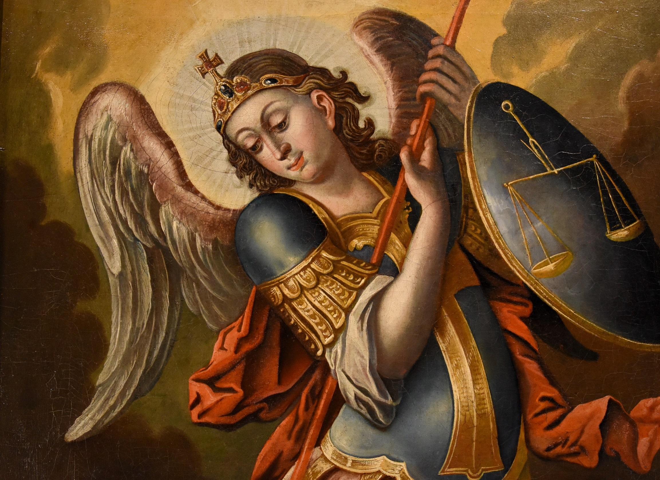 Saint Michael Archangel Spanish School 17th Century Paint Oil on vanvas Spain 1