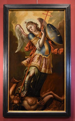 Saint Michael Archangel Spanish School 17th Century Paint Oil on vanvas Spain