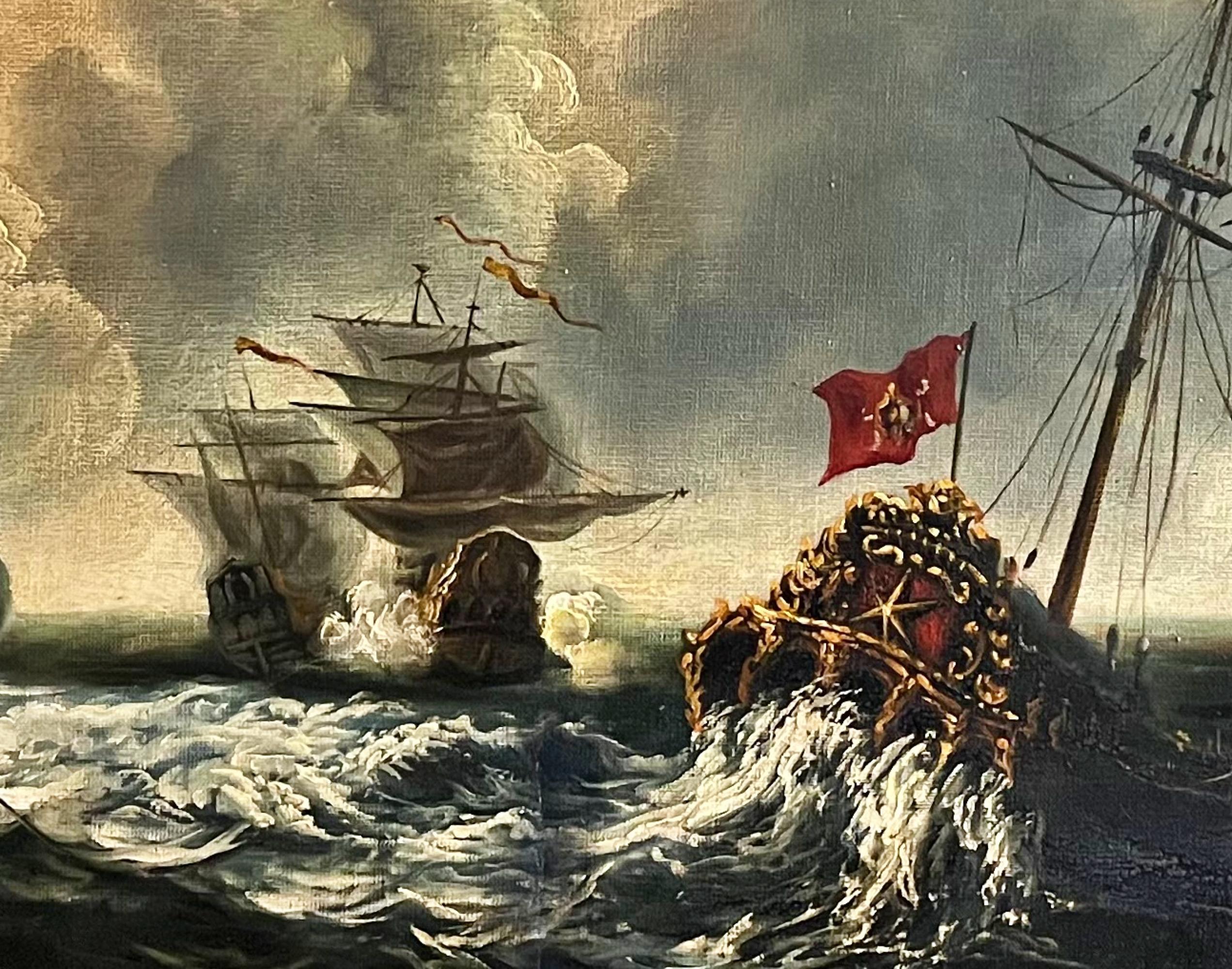 Peinture de l'école espagnole « bataille navale » du 19ème siècle

huile sur toile
115cm x 48cm
très bonnes conditions
sans cadre