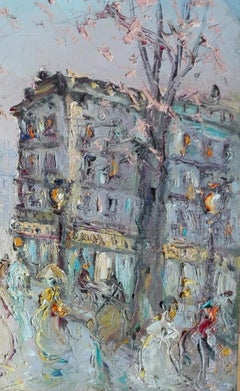 Spanish School Painting "Paris", 20th Century