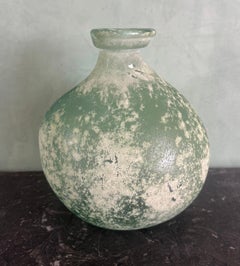 Spanish Seafoam Hand-Blown Glass Vase, Weathered Finish
