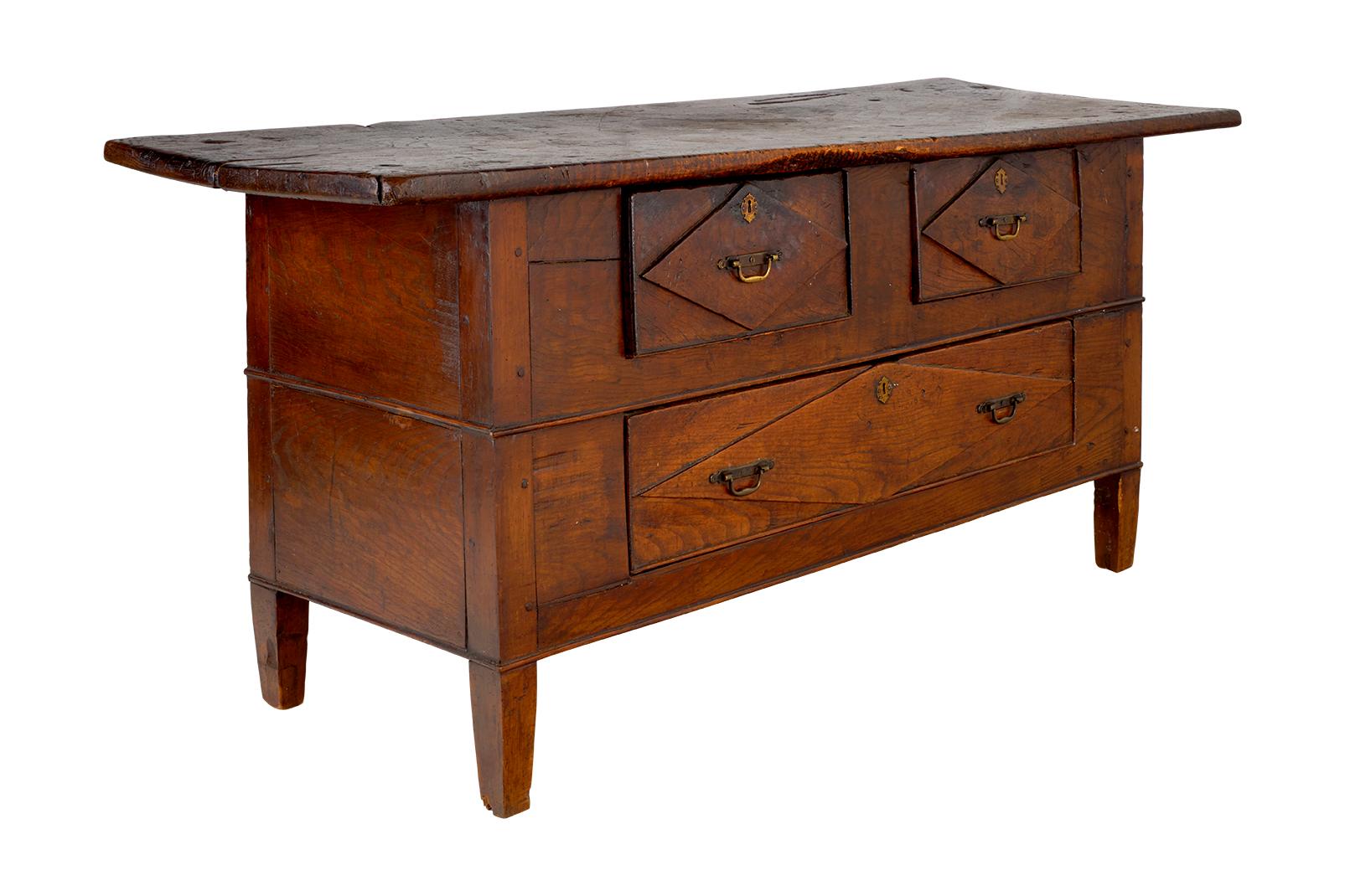 Spanish Colonial Spanish Serving Table In Patinaed Walnut For Sale