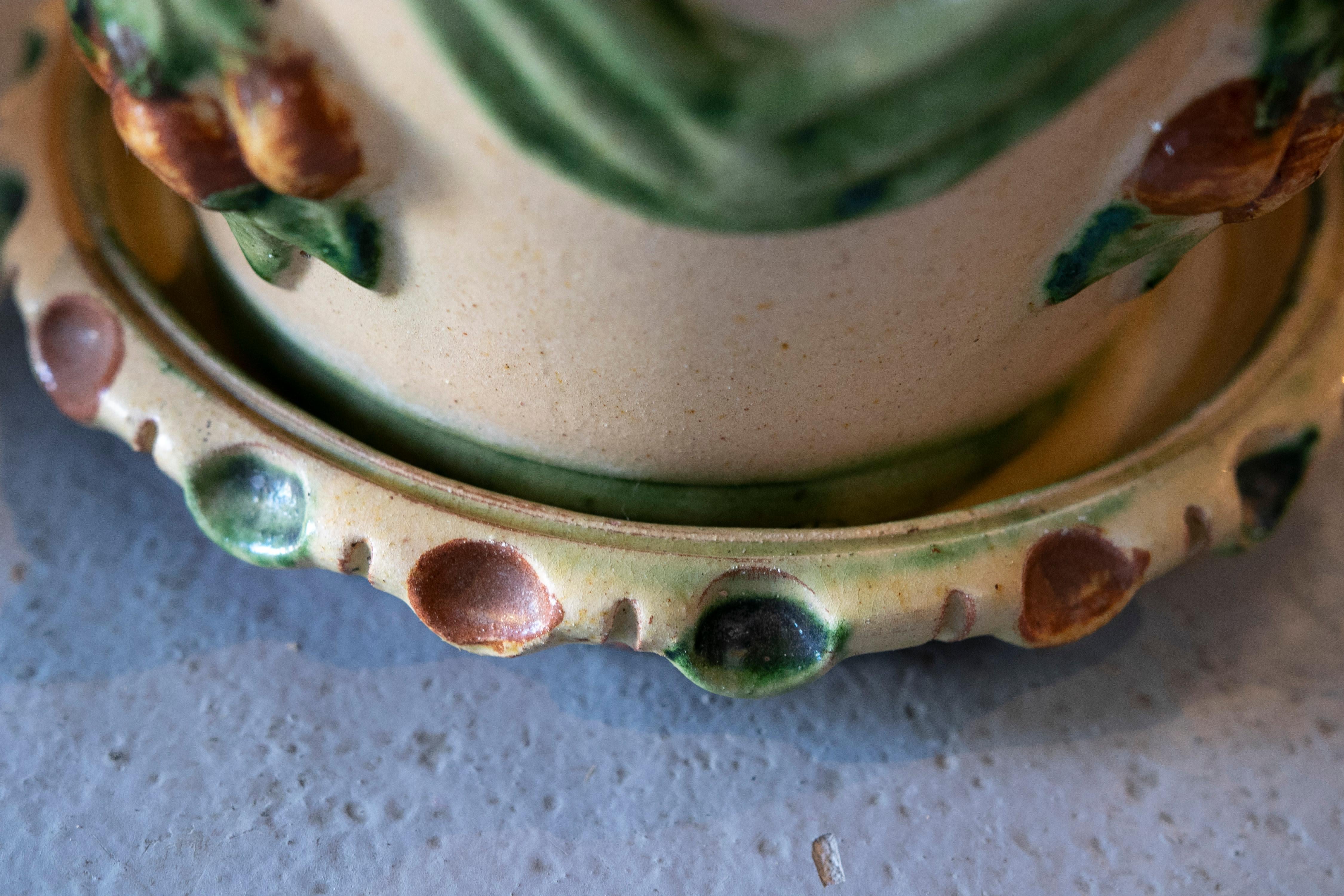 Spanish Set of Six Andalusian Ceramic Pots Glazed with Plate 4