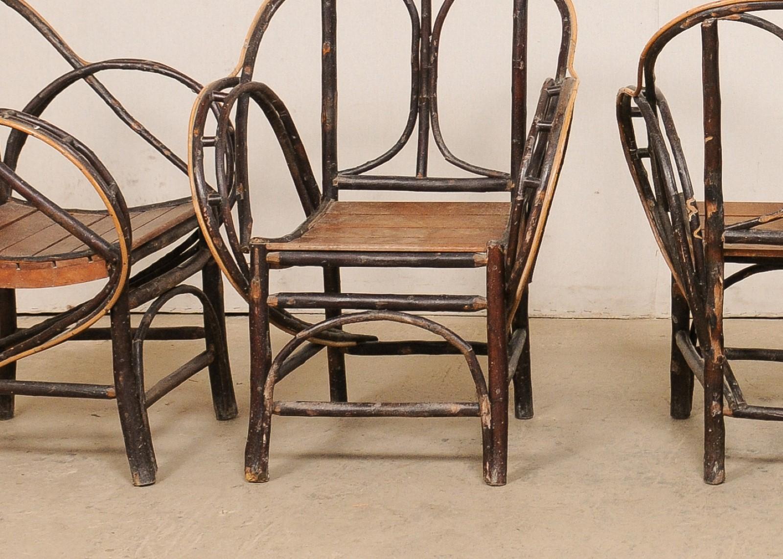 20th Century Spanish Set of Six Barcelona Café Curvaceous Bent-Wood Patio Dining Chairs
