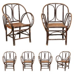 Spanish Set of Six Barcelona Café Curvaceous Bent-Wood Patio Dining Chairs