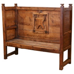 Antique Spanish Settee with Fold-Able Armrest