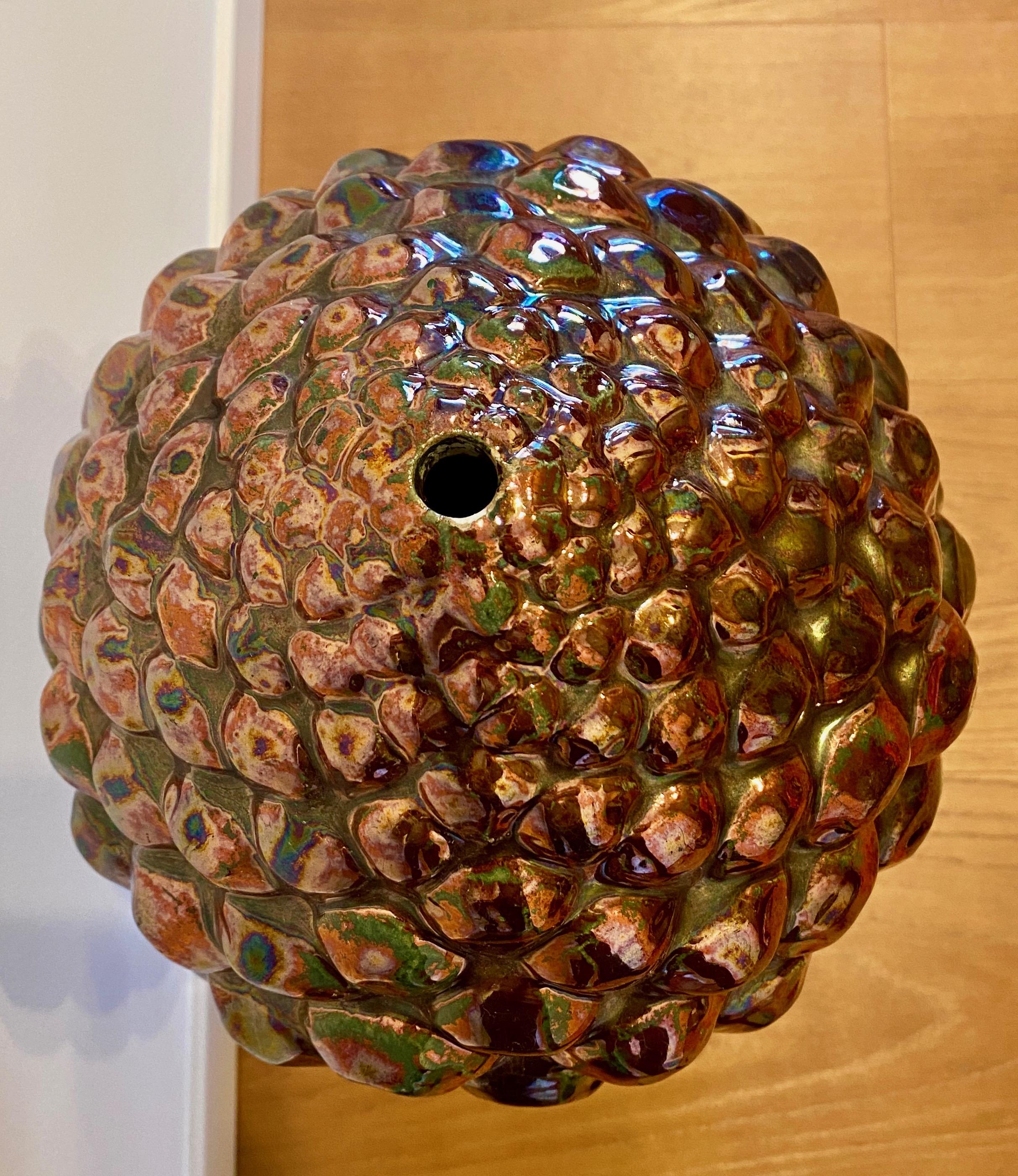 Ceramic Spanish Sevillian Lustreware Triana Pottery Pine Cone, Late 19th Century