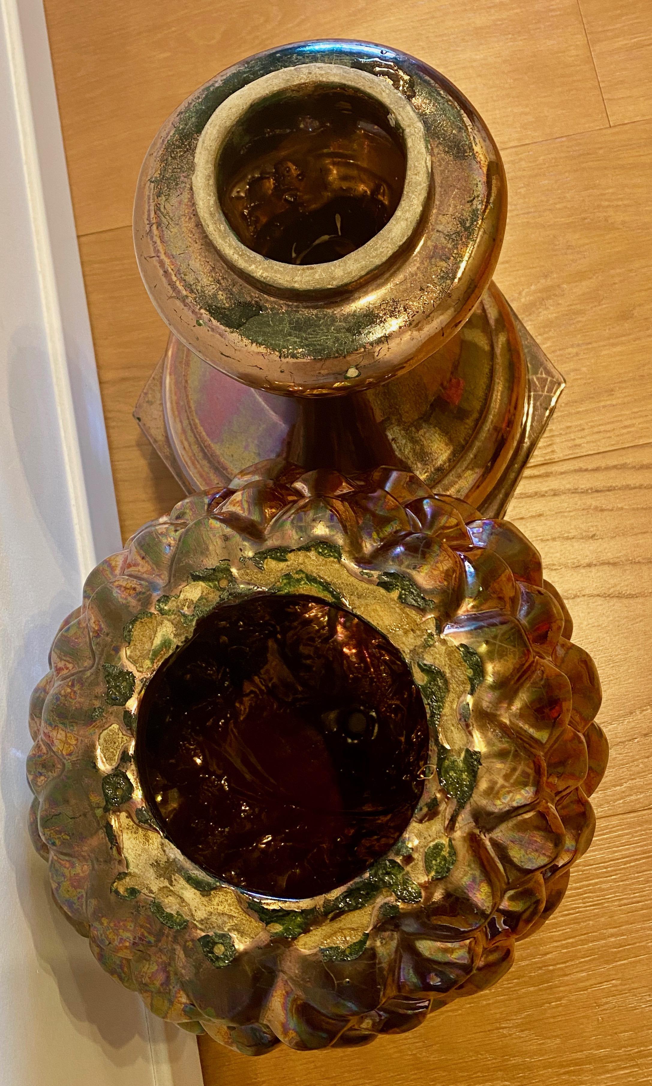 Spanish Sevillian Lustreware Triana Pottery Pine Cone, Late 19th Century 5