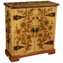 Spanish Sideboard in Lacquered and Giltwood with Two Doors 20th Century Vintage Spanish Sideboard in Lacquered and Giltwood with Two Doors 20th Century