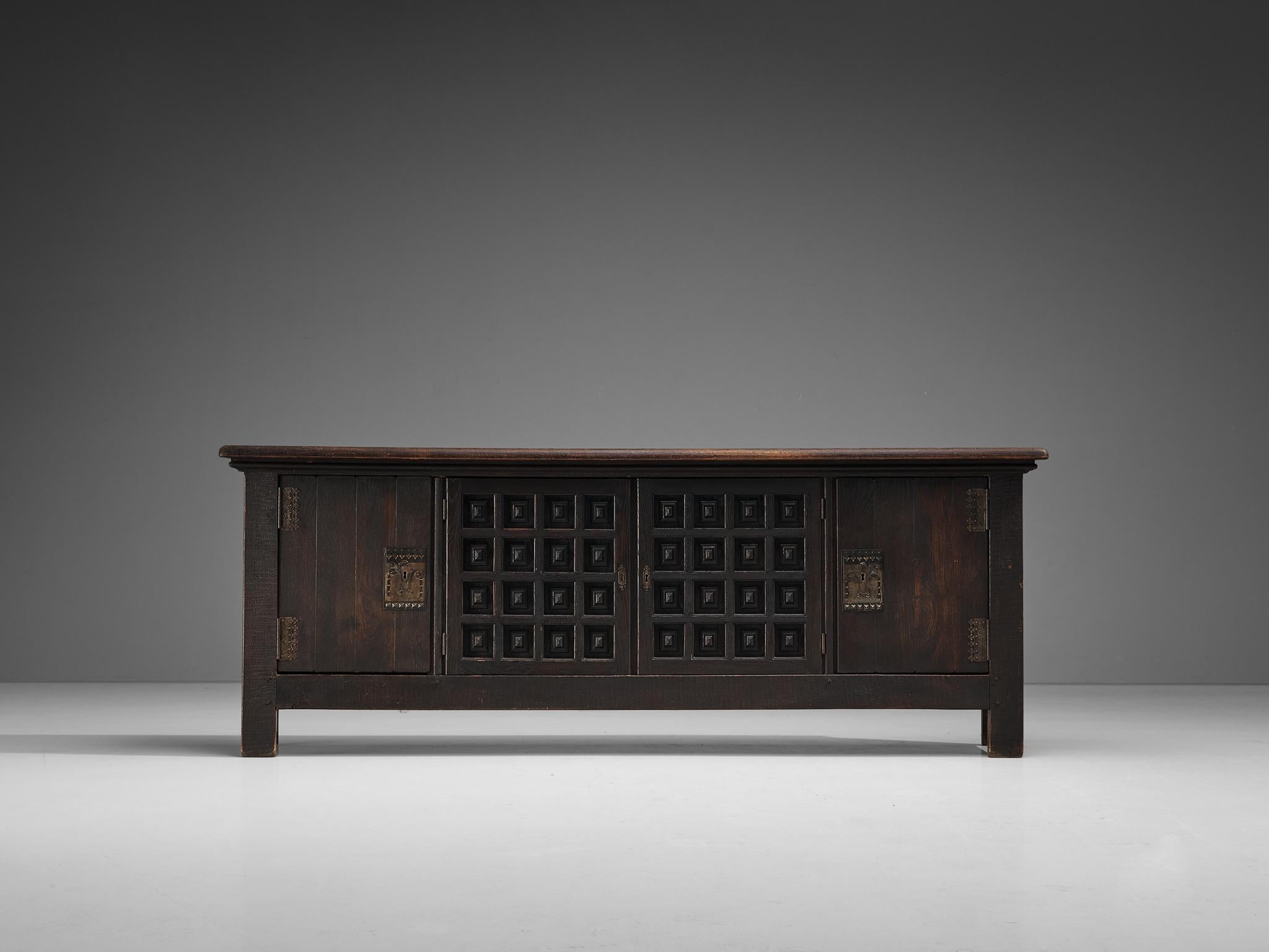 Mid-20th Century Spanish Sideboard in Stained Oak