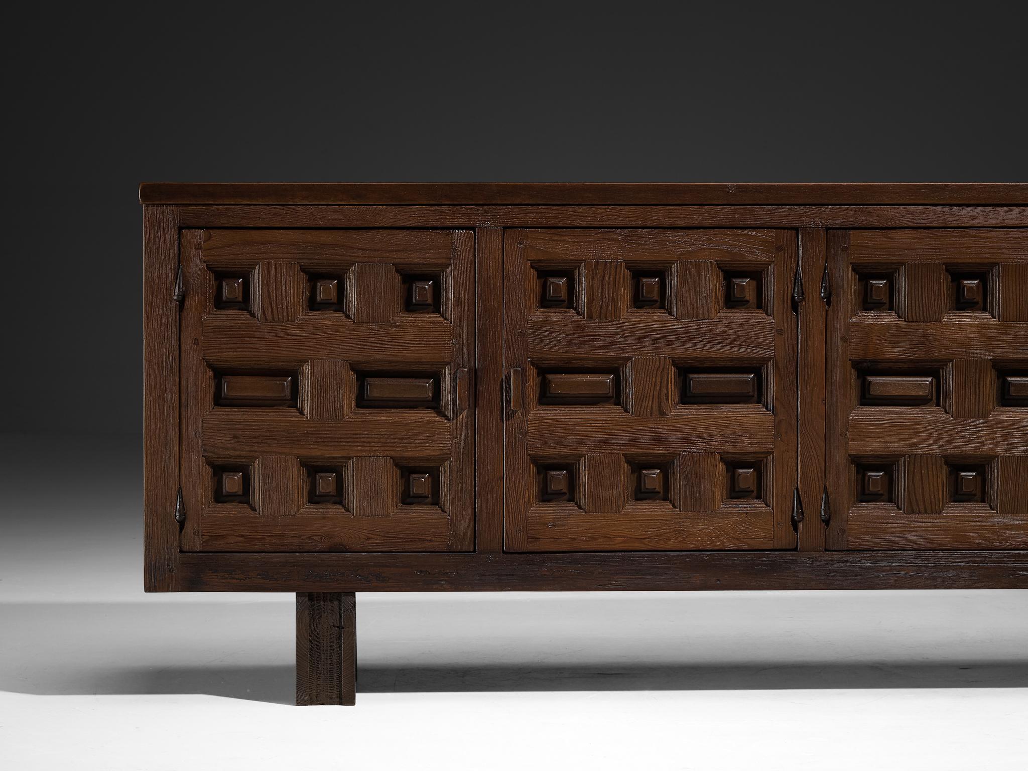 Late 20th Century Spanish Sideboard in Stained Pine For Sale