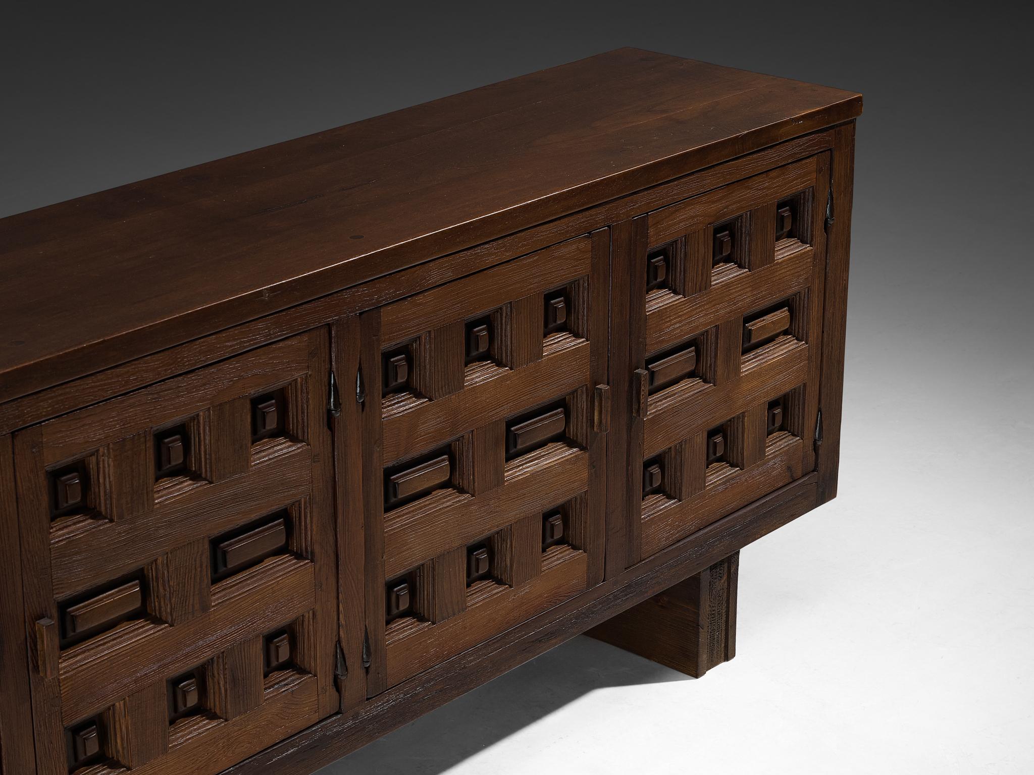 Walnut Spanish Sideboard in Stained Pine For Sale