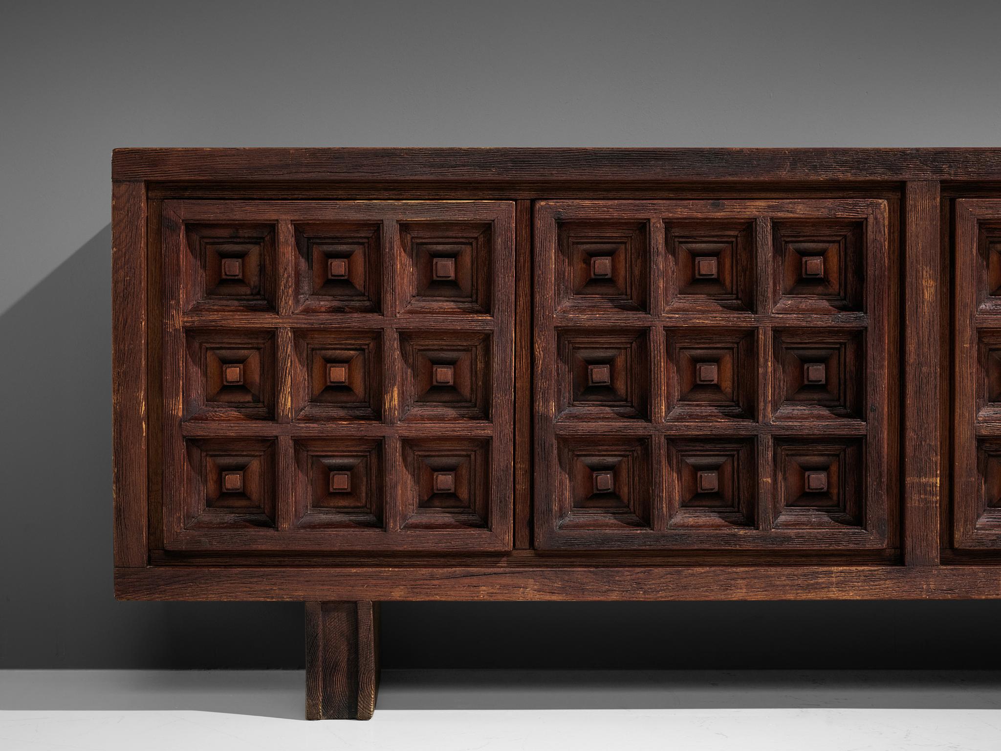 Mid-20th Century Spanish Sideboard in Stained Pine Manufactured by Biosca