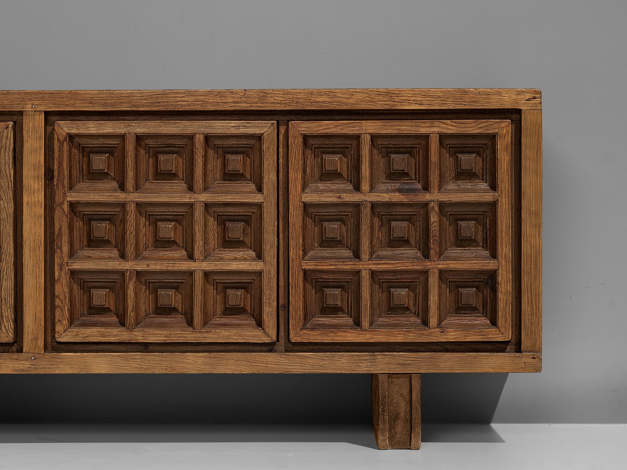 Mid-20th Century Spanish Sideboard in Stained Pine Manufactured by Biosca