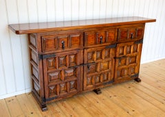 Spanish Sideboard Walnut Iron Navarro Argudo Baroque Tuscan Credenza Mid Century