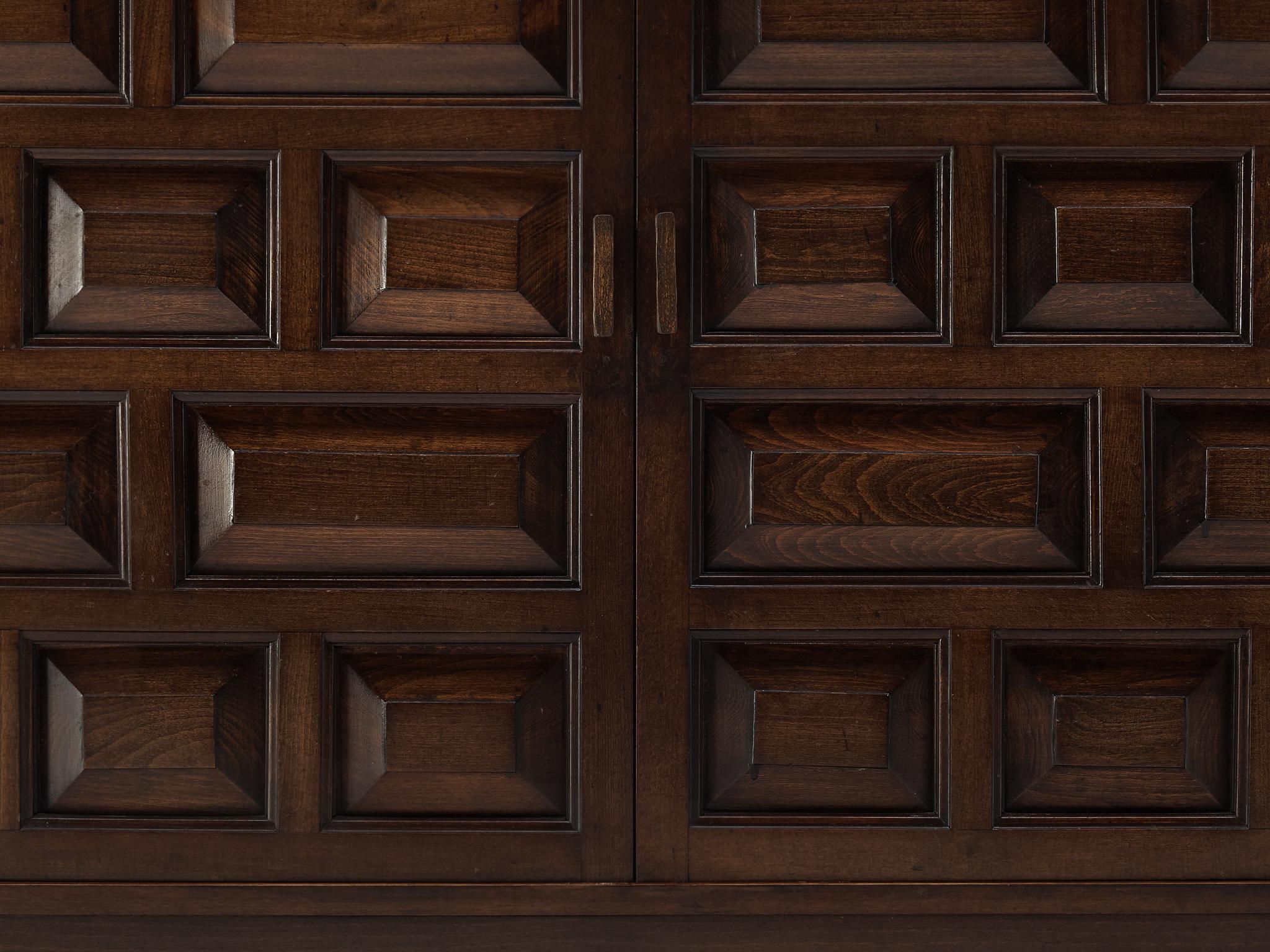 Mid-20th Century Spanish Sideboard with Drawers in Stained Oak