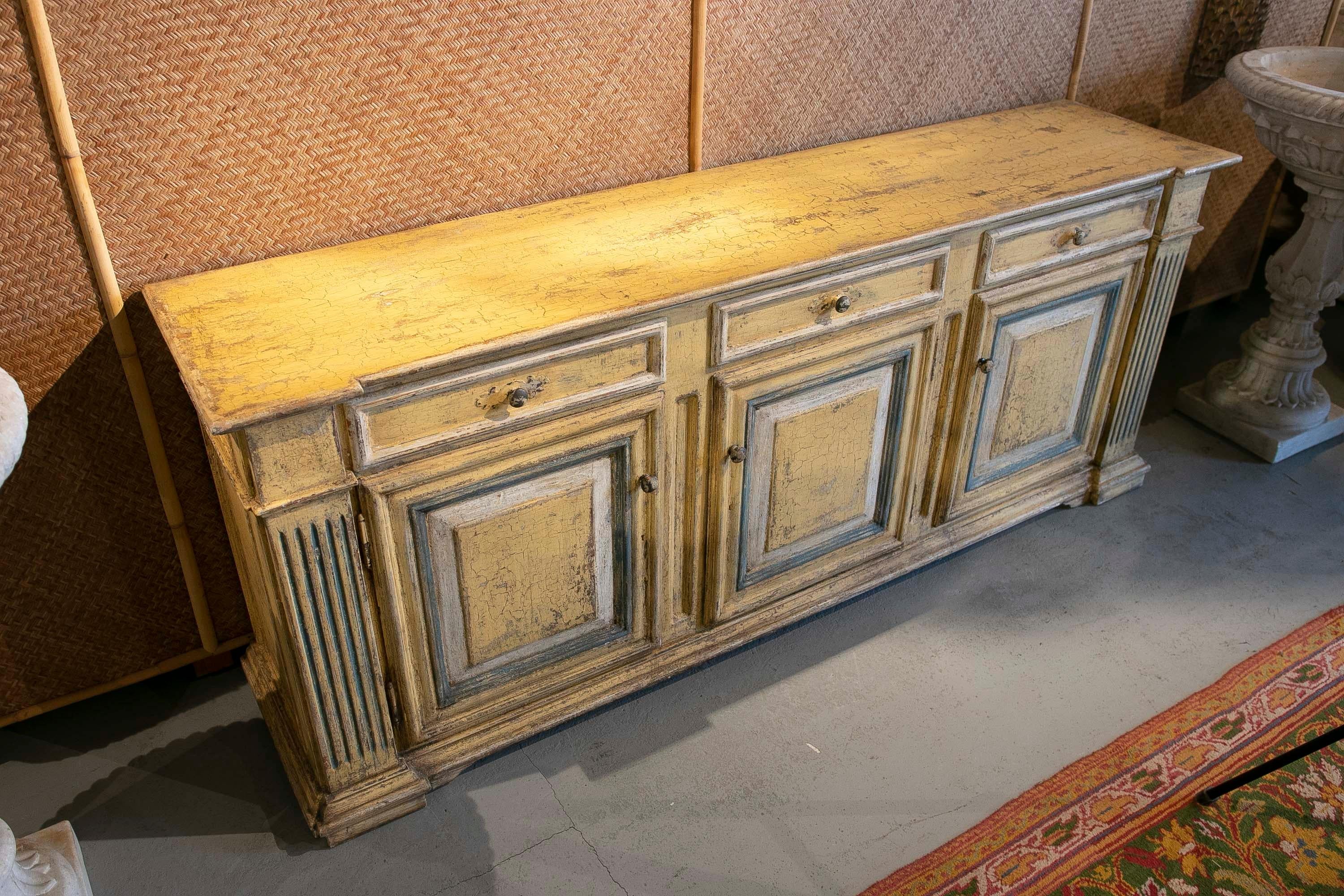 Spanish Sideboard with Polychromed Doors and Drawers For Sale 8