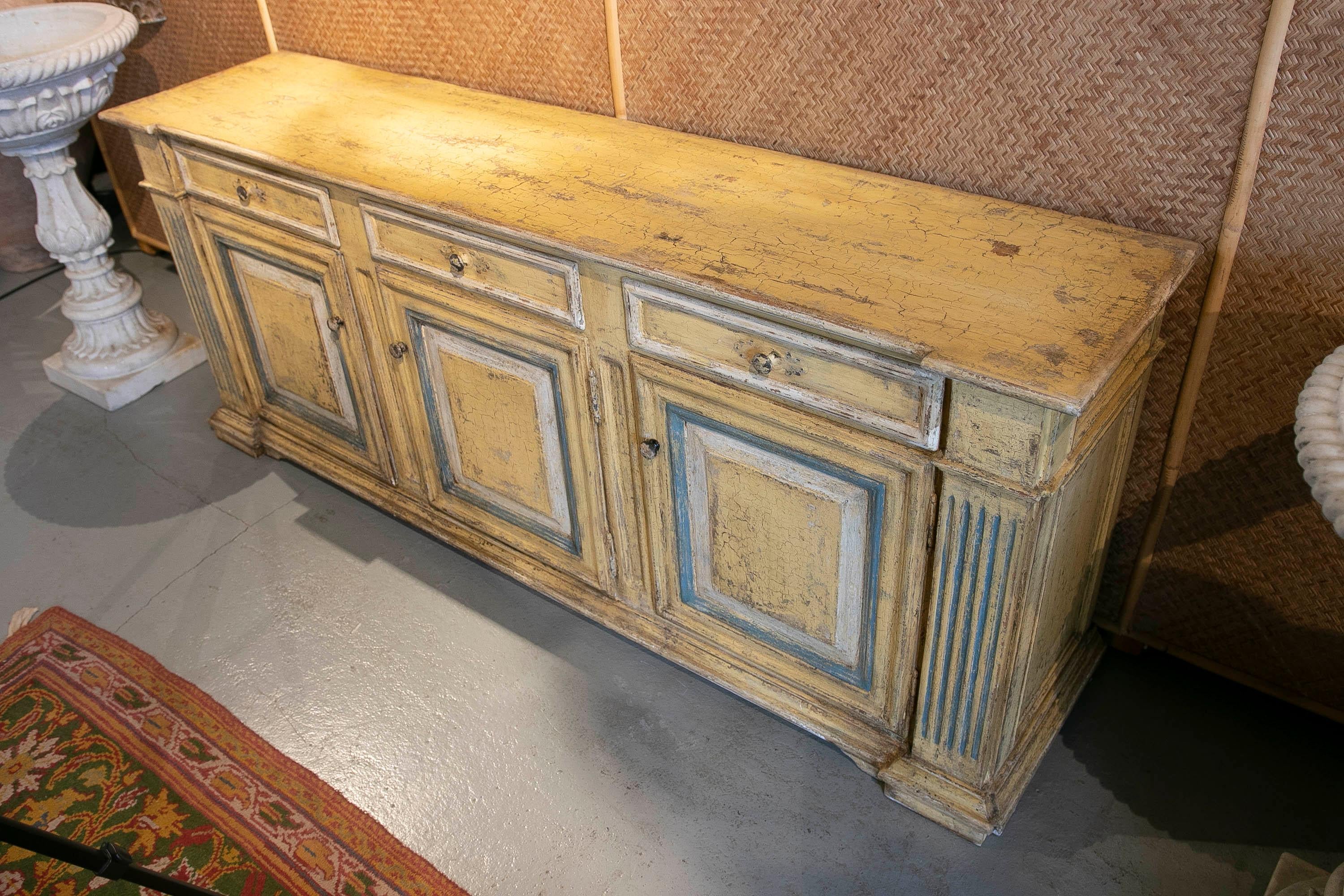 Spanish Sideboard with Polychromed Doors and Drawers For Sale 12