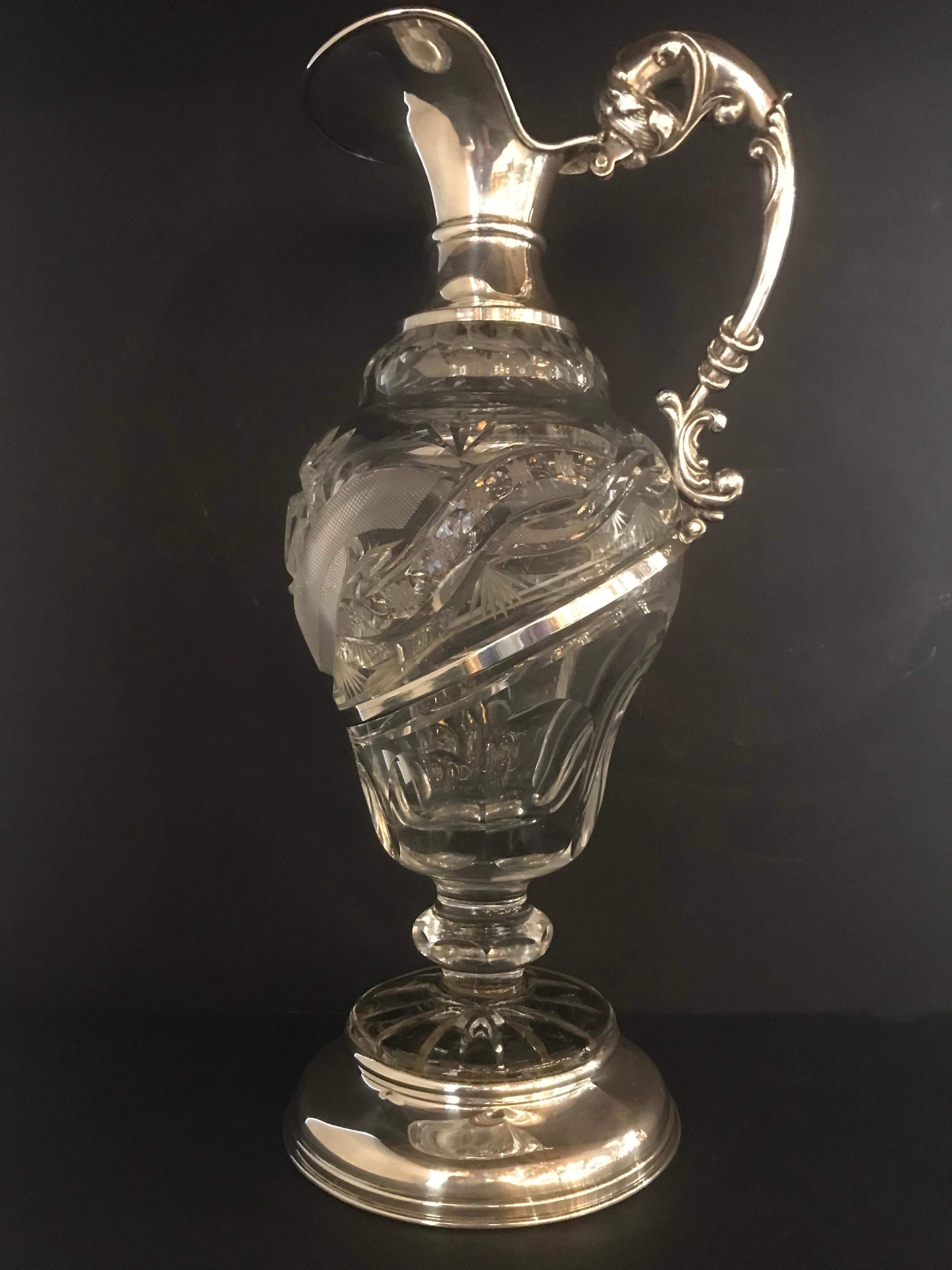 A magnificent crystal & silver decanter. France, circa 1900.
Dimensions: height 14 1/2
