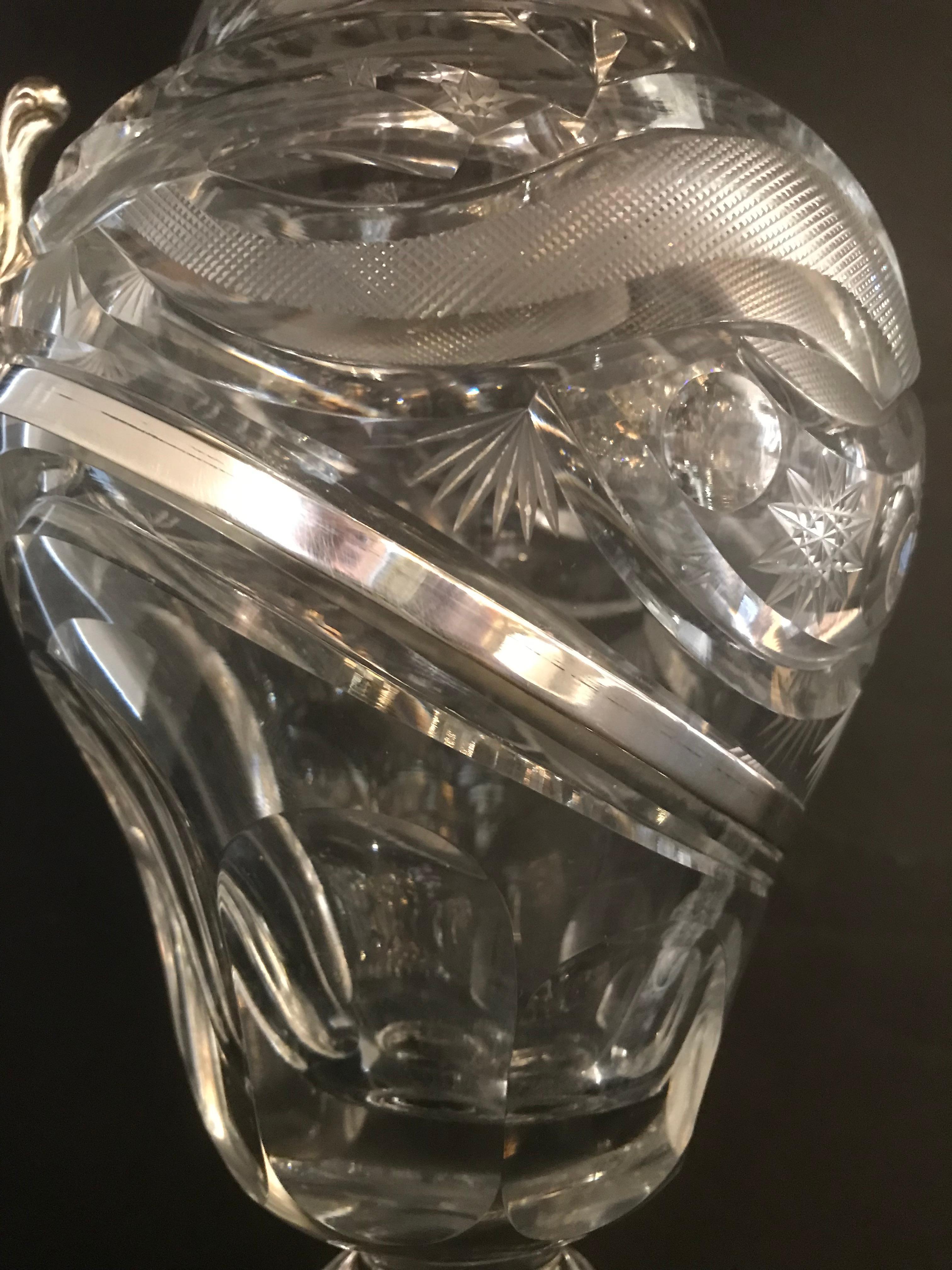 Spanish Silver and Glass Jug In Good Condition For Sale In Atlanta, GA