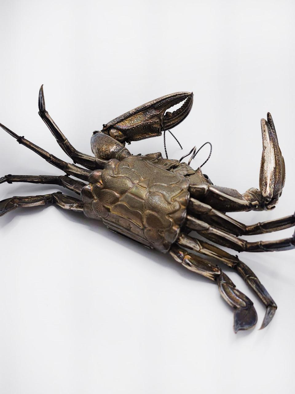 Spanish Silver Articulated Crab Box, 20th century For Sale 2