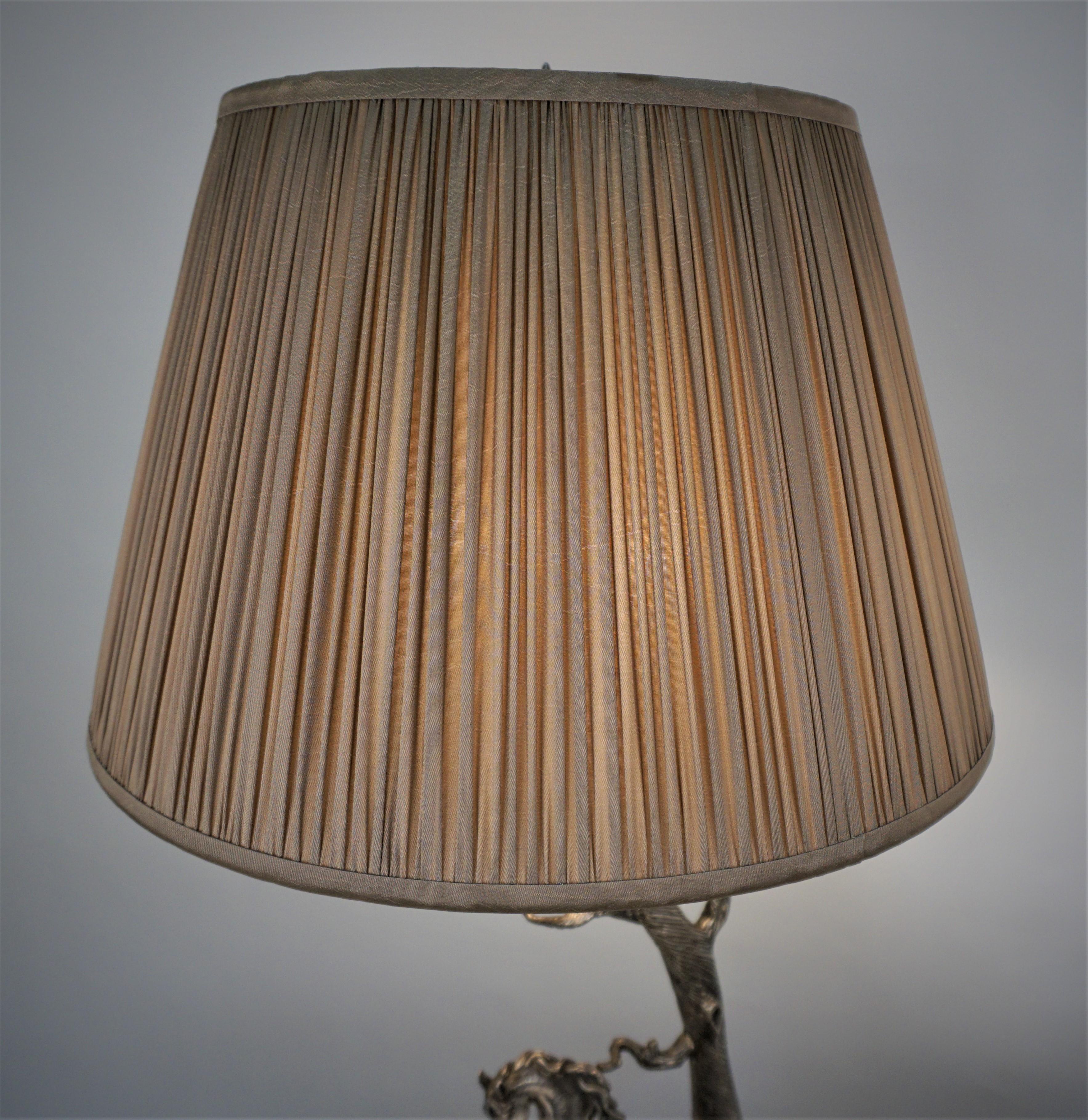 Spanish Silver on Bronze Horse Sculpture Table Lamp In Good Condition In Fairfax, VA