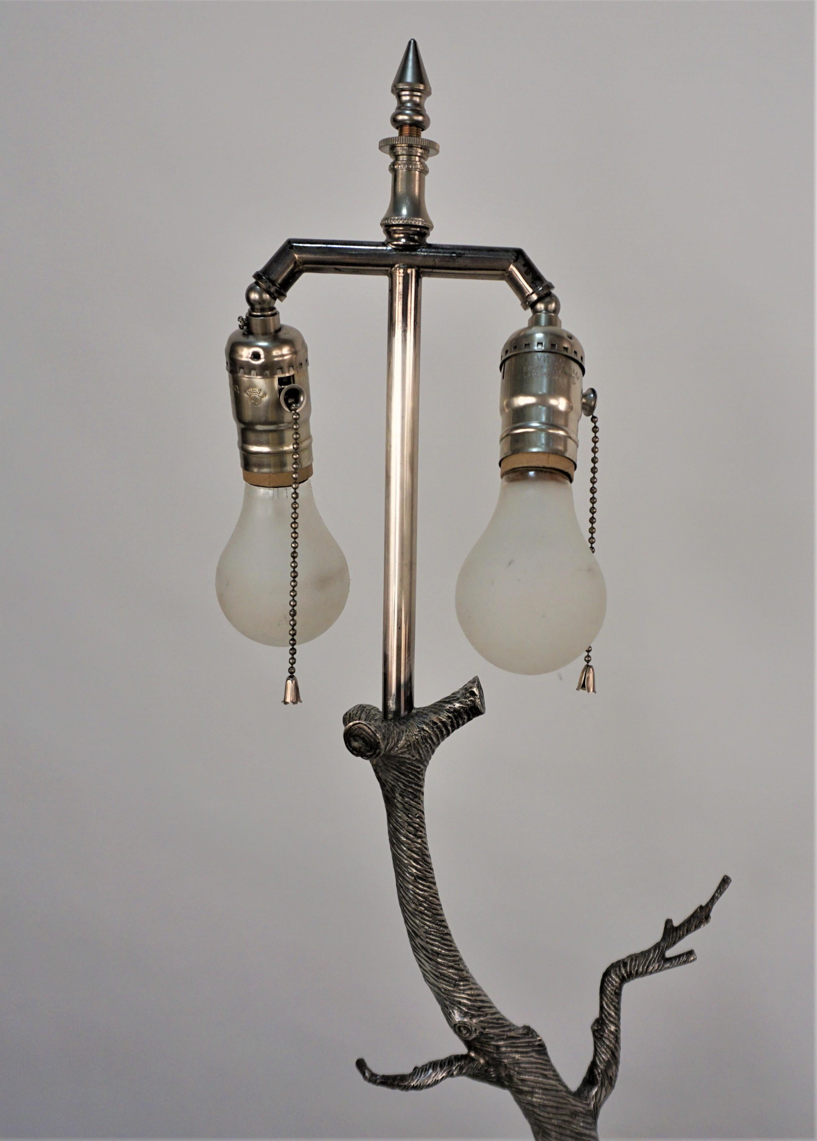 Silver Plate Spanish Silver on Bronze Horse Sculpture Table Lamp