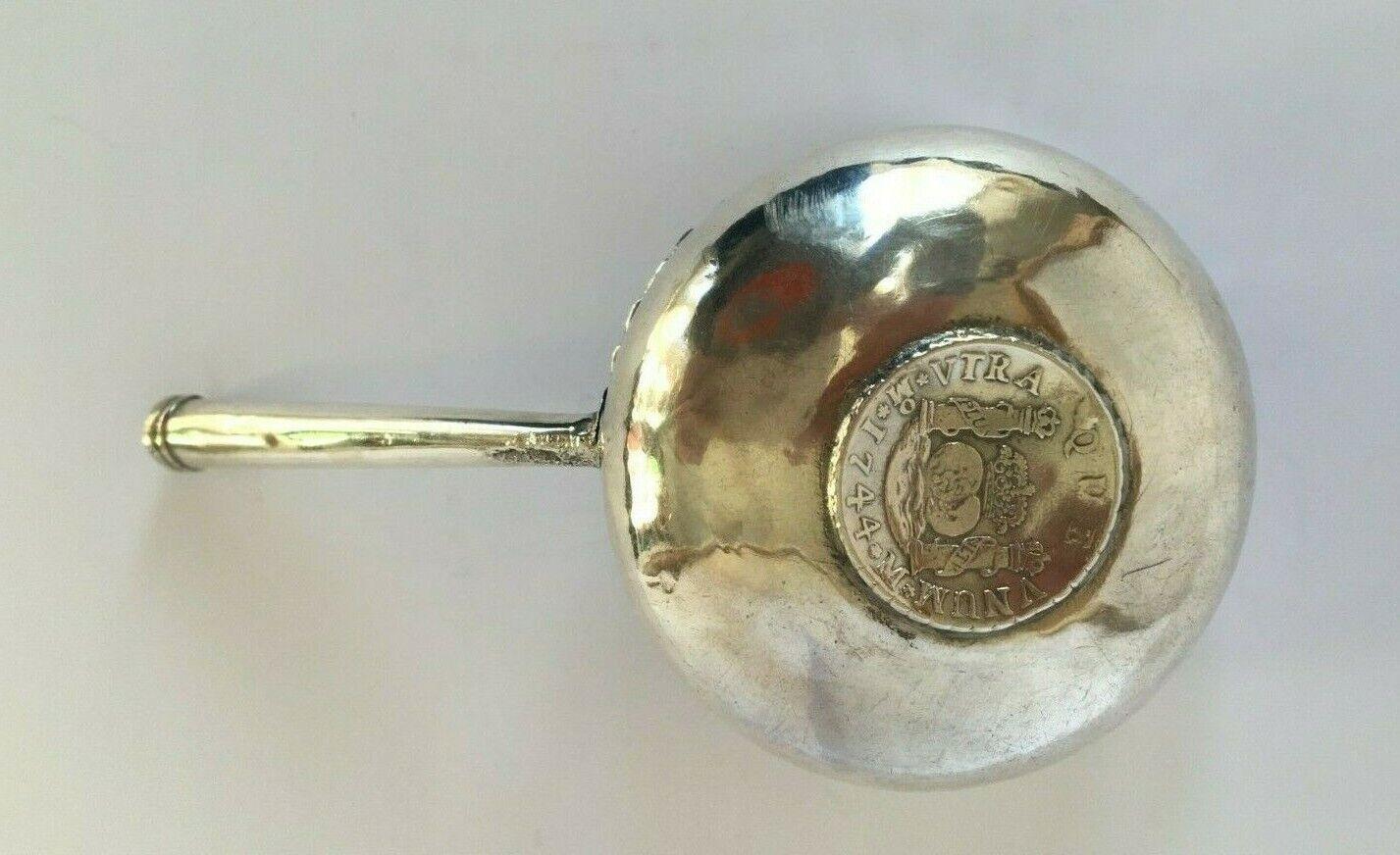 Spanish Silver Tastewin/Wine Taster with a Silver Coin, 1774 In Good Condition For Sale In London, GB