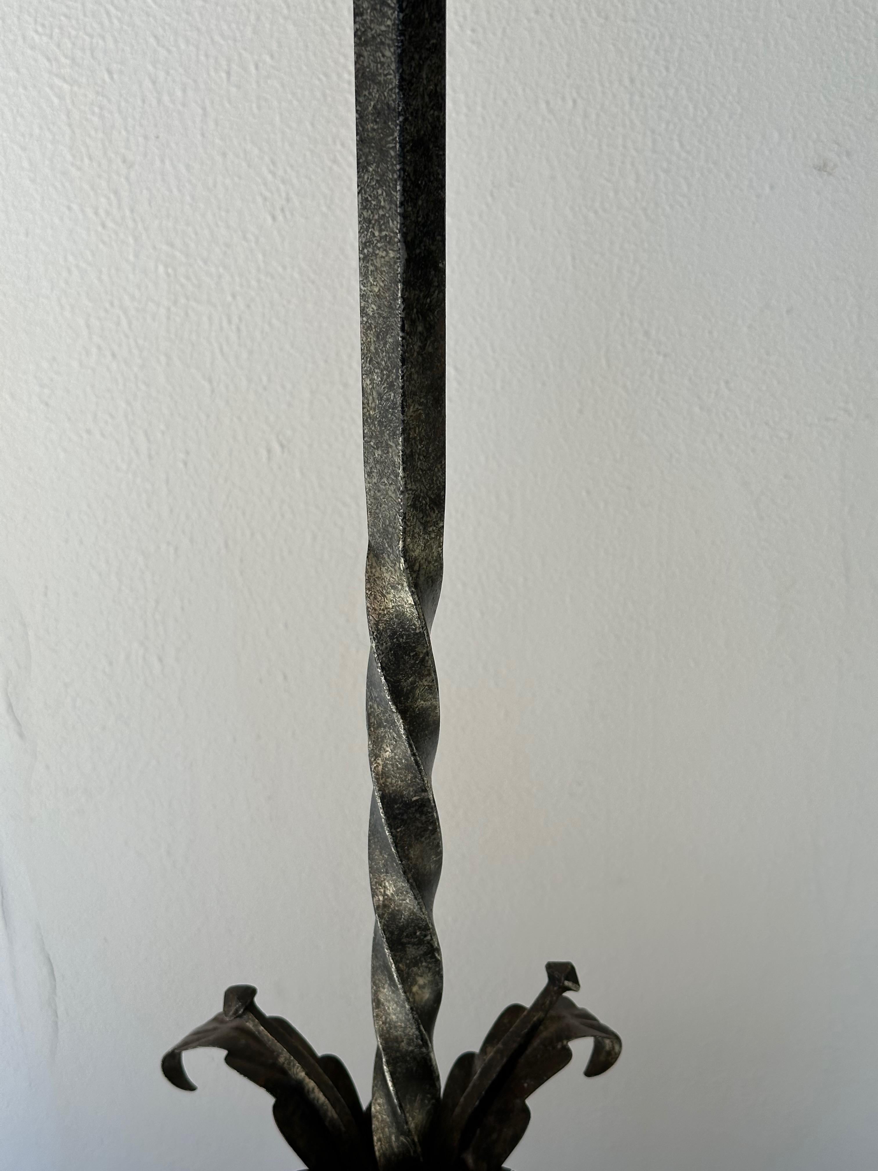 Spanish Silvered Iron Floor Lamp on a Tripod Base For Sale 4