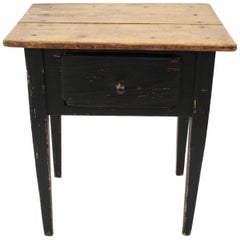 Spanish Single Drawer Rustic Table in Black Patina
