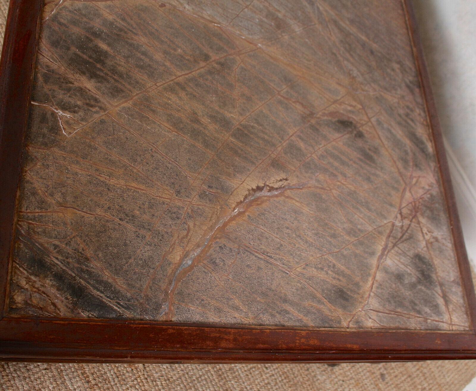 Spanish Slate Marble Coffee Table Large Gilt Metal Vintage 4
