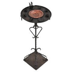 Spanish Smokers Table, Drinks End or Side Table in Wrought Iron & Copper