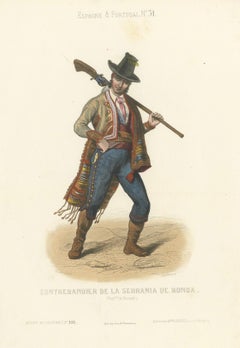 Spanish Smuggler from the Serranía de Ronda – Hand-Colored Lithograph, c.1845