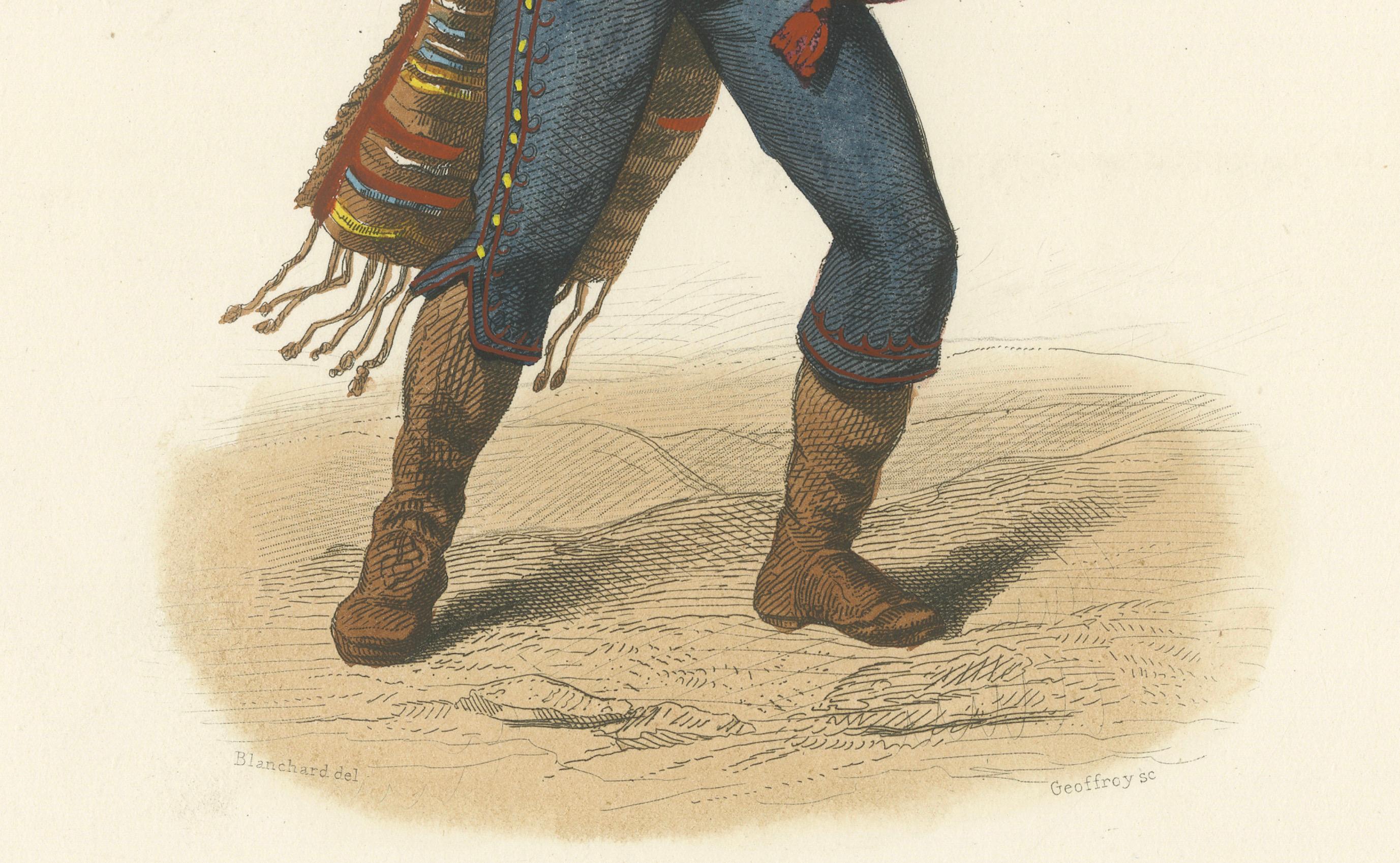 Spanischer Schmuggler aus der Serranía de Ronda - Handkolorierte Lithographie, um 1845 (Graviert) im Angebot