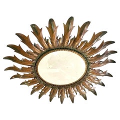 Spanish solar Crown Sunburst fixture in paint Metal , circa 1960