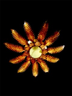 Spanish solar Crown Sunburst lighting gilt gold finish, circa 1950