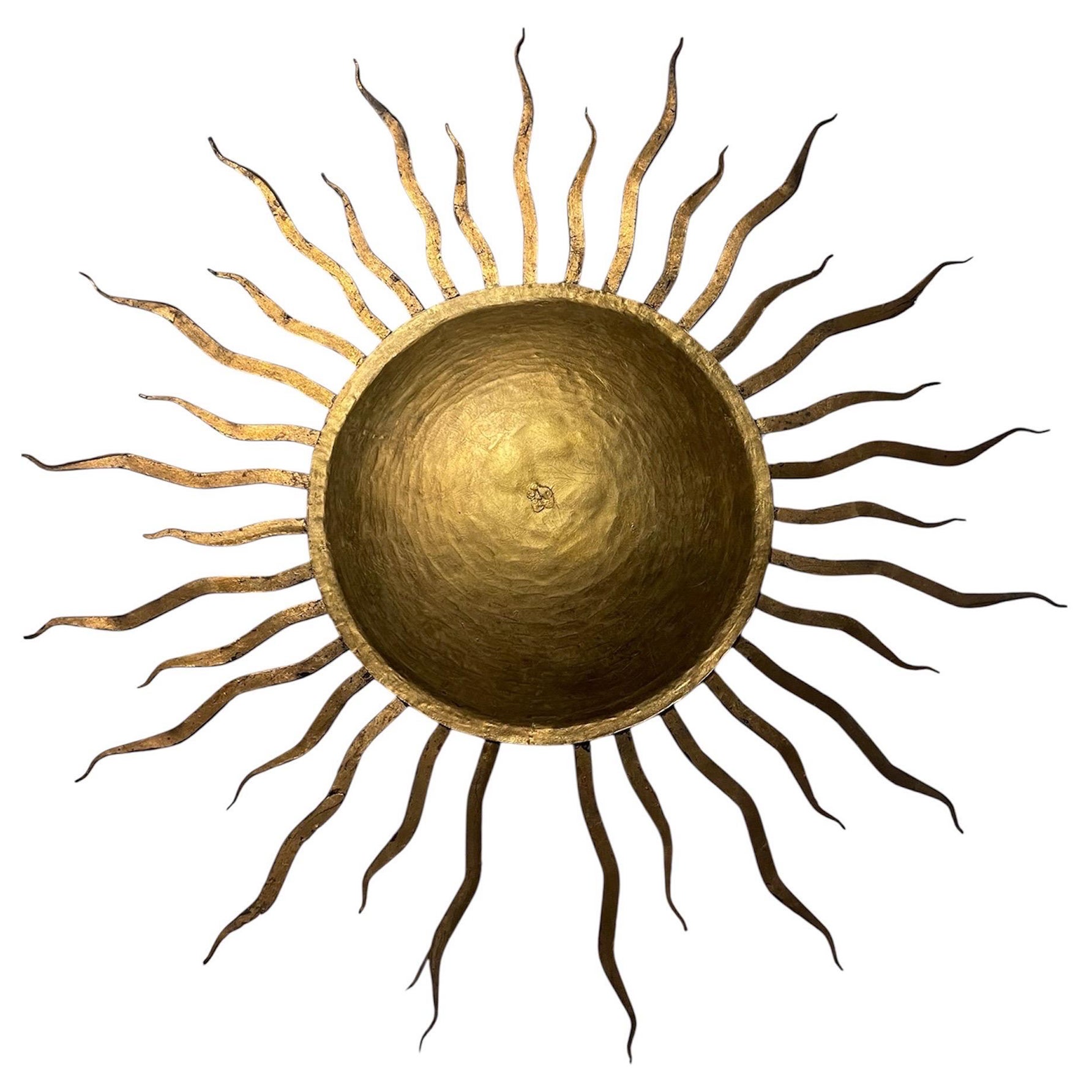 Spanish solar Crown Sunburst wall lighting in Gilt Metal , circa 1950